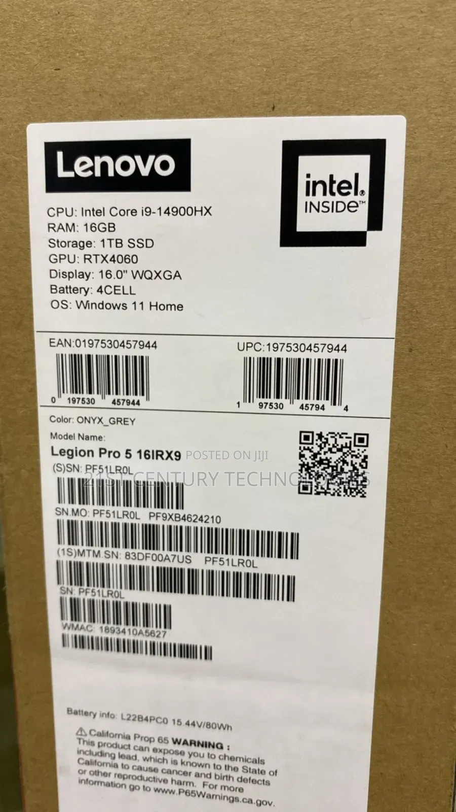 New Laptop Lenovo Legion 5 16GB Intel Core I9 SSD 1T