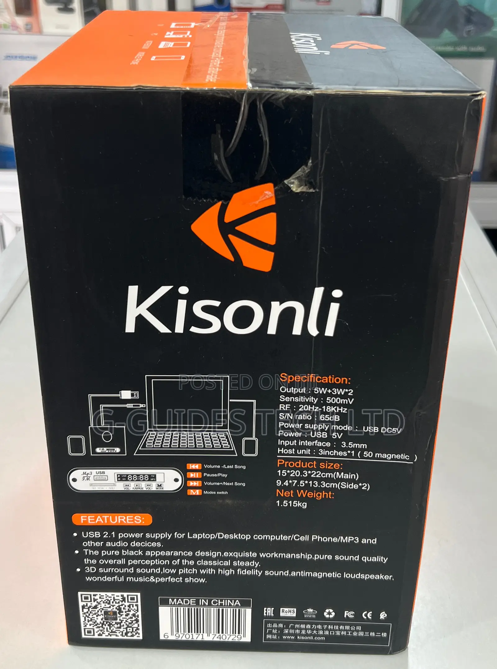 Kisonli Tm-6000u USB 2.1 Multimedia Bt Speaker (Black)