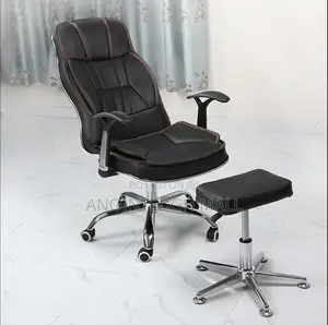 Office Recliner Swivel Chair Leather - Black