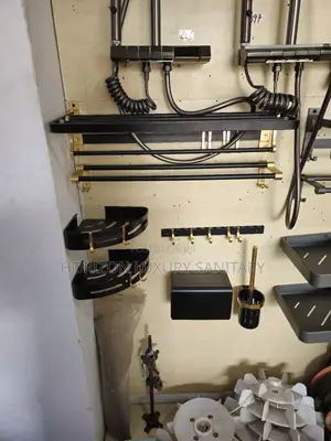 Black and Gold Bathroom Storage Accessories 6 Set