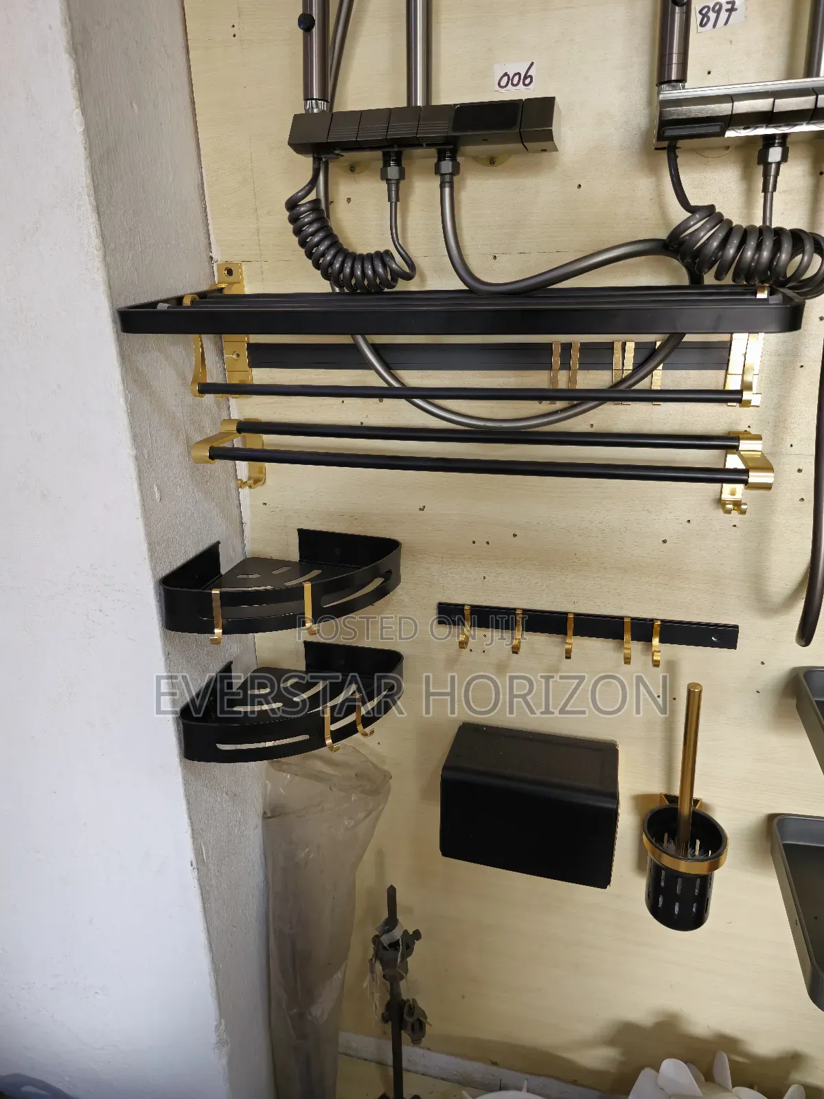 Black and Gold Bathroom Storage Accessories 6 Set
