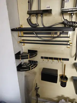 Black and Gold Bathroom Storage Accessories 6 Set