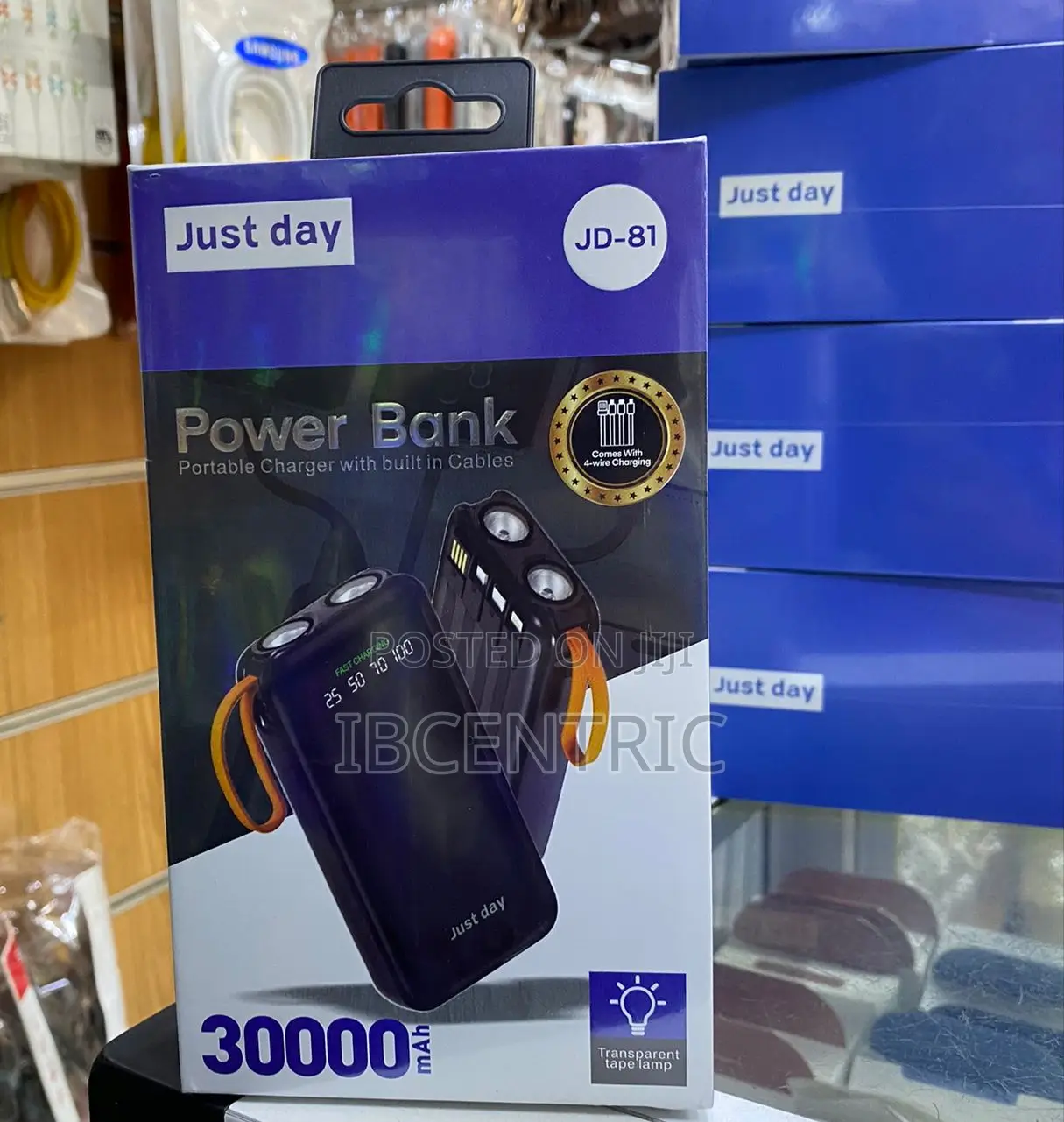 Just Day 30000mah Power Bank With in-Built Cables