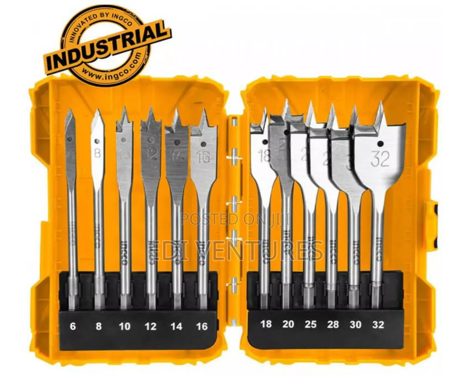 Ingco 12 PCS Flat Wood Drill Bits Set Akdl1201
