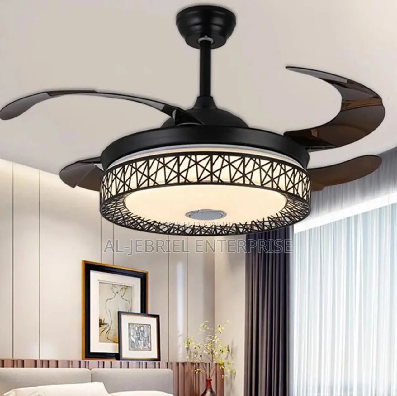 Foldable Ceiling Fan With Speaker and LED Light