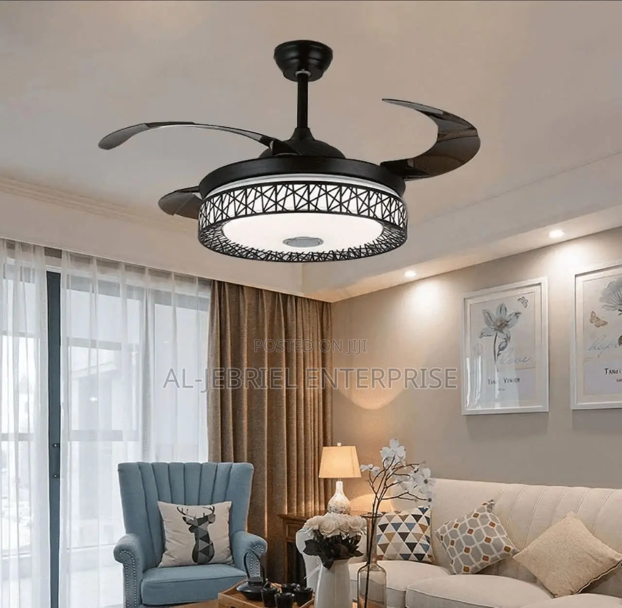 Foldable Ceiling Fan With Speaker and LED Light