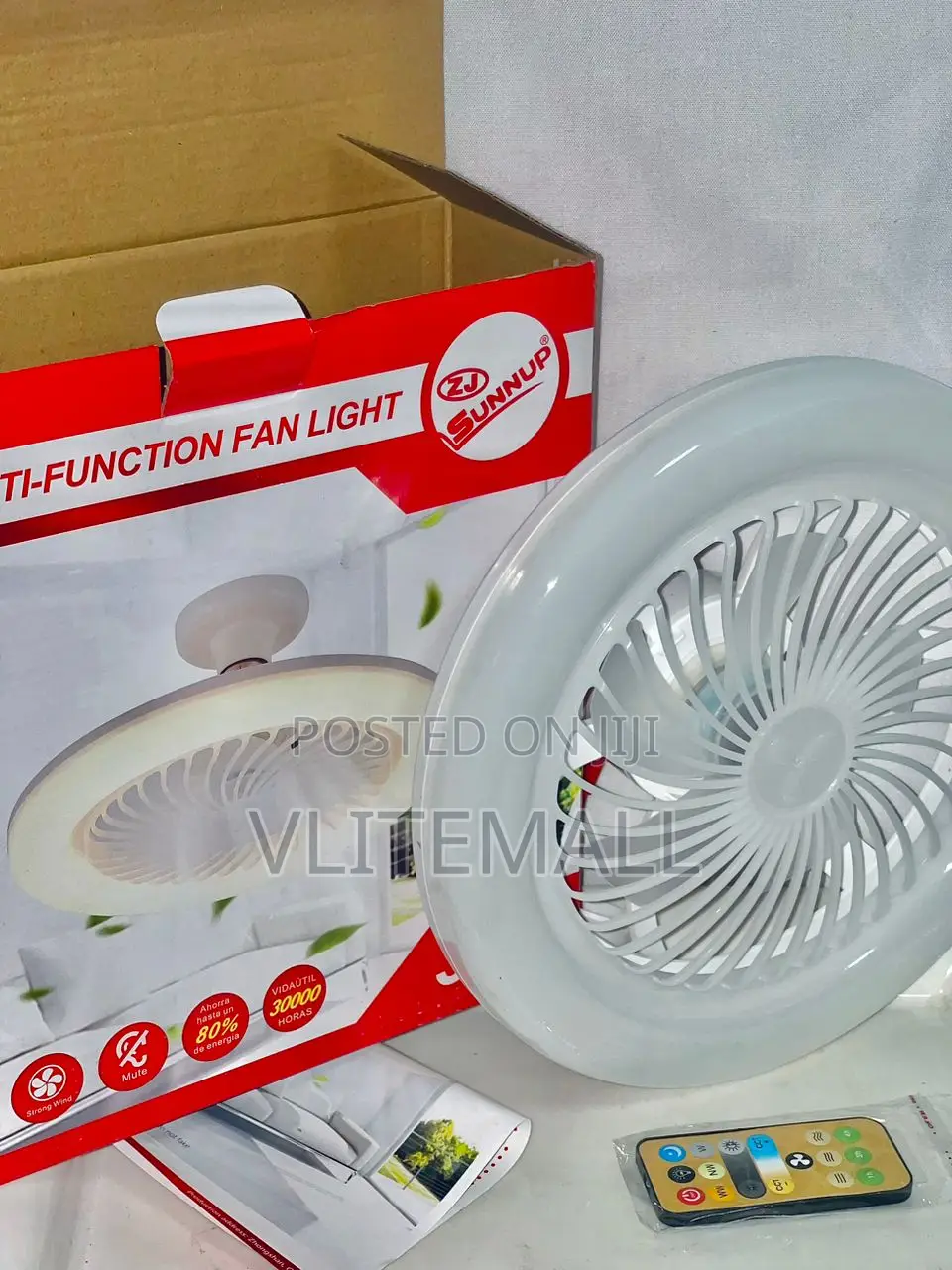 Zj E27 Mini LED Remote Control Fan