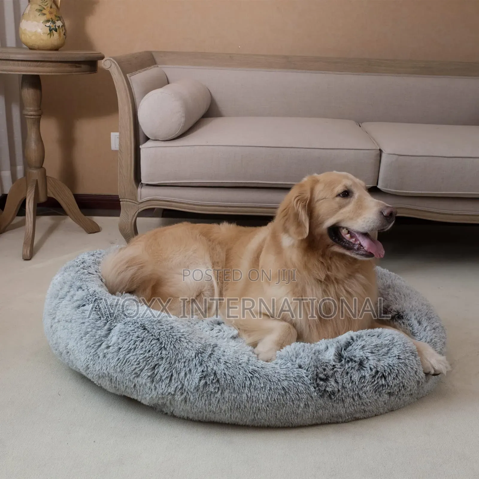 Coohom Oval Calming Donut Cuddler Dog Bed,Faux Fur Cat Bed