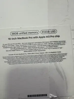 New Laptop Apple MacBook Pro 36GB Apple M3 Pro SSD 512GB