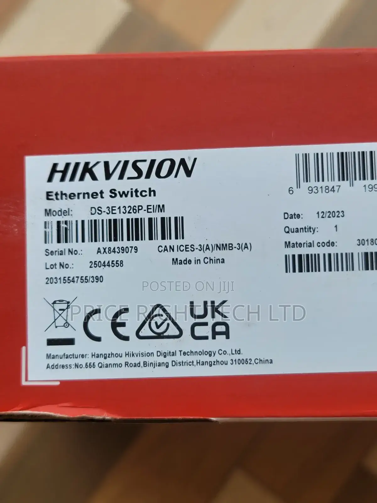 Hikvision 24 Port Managed Fast Ethernet POE Switch +1SFP