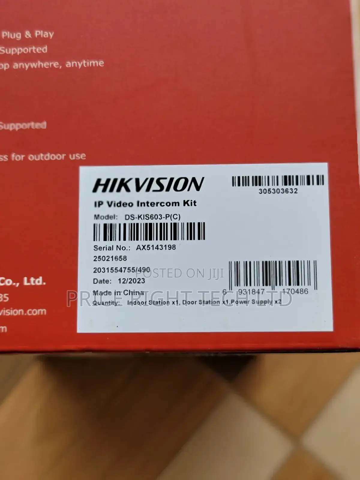 Hikvision IP Wireless Video Intercom Doorbel DS-KIS603-P (C)