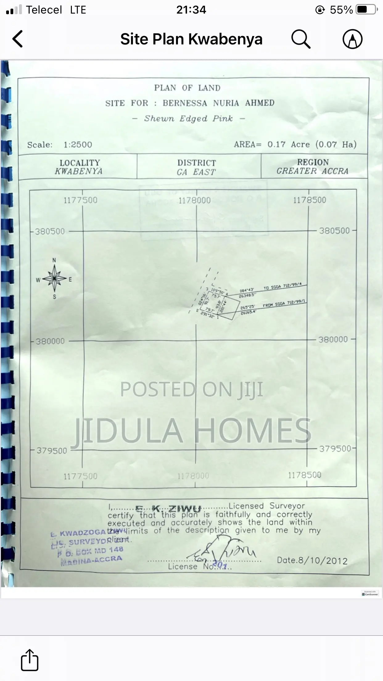 1 Plot 92 X 71 X 88 X 80 Land Titled / Registered