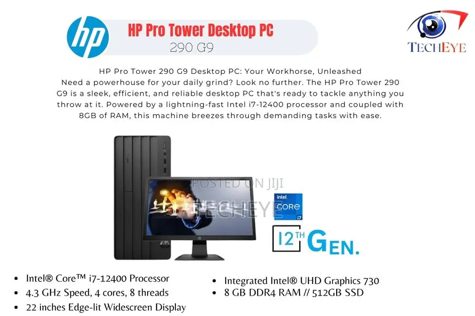 New Desktop Computer HP 290 G9 AllinOne 8GB Intel Core I7 SSD 512GB