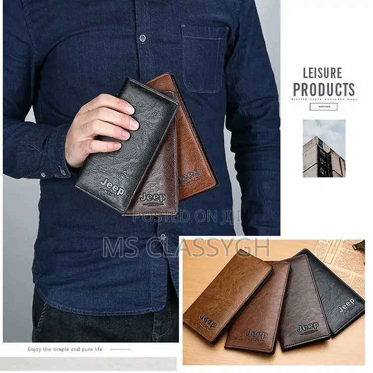 Jeep Wallet Soild Retro Long Clutch Bag Pu Leather Business