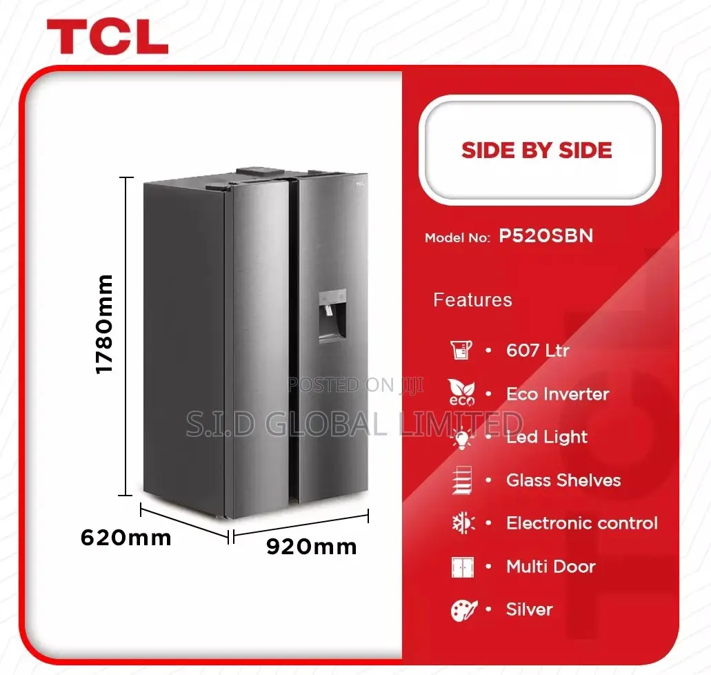 Quality TCL-Side-by-Side Refrigerator-607ltrs