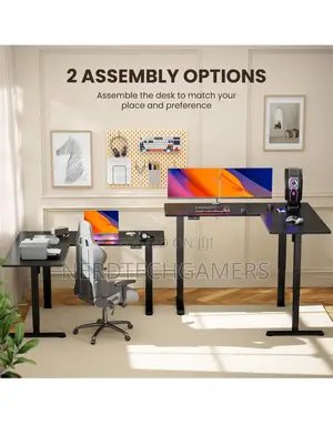 Ergear 63" Dual Motor L Shaped Standing Desk, 28"-46"
