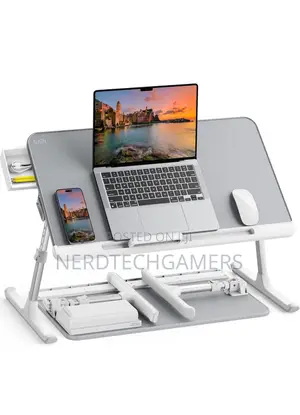 SAIJI Laptop Bed Tray Table, Adjustable PVC Leather Laptop