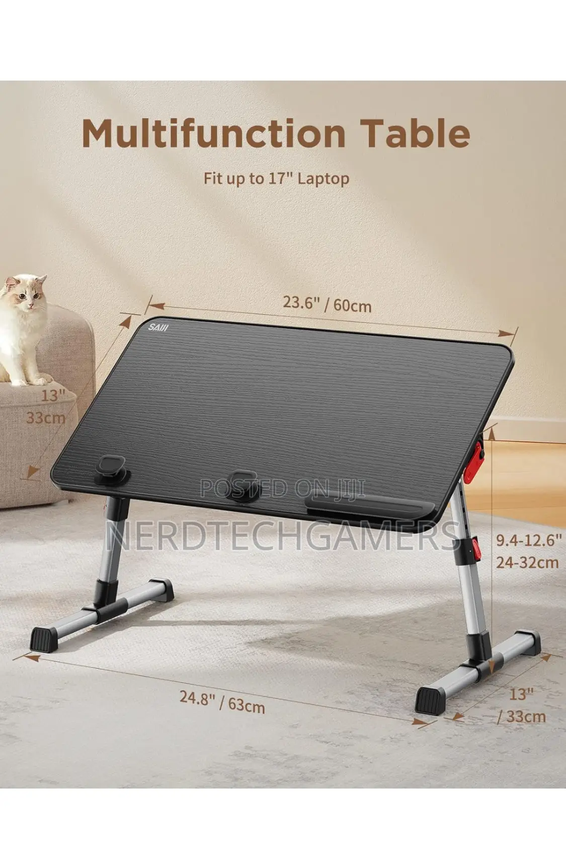SAIJI Laptop Bed Tray Table, Adjustable Home Office Stand