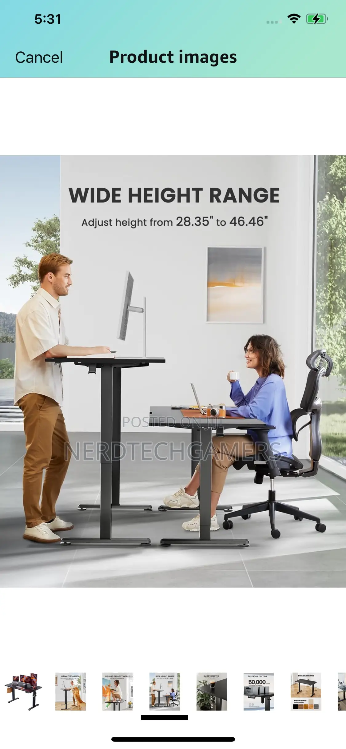 Ergear Height Adjustable Electric Standing Desk, 48 X 24 Inc