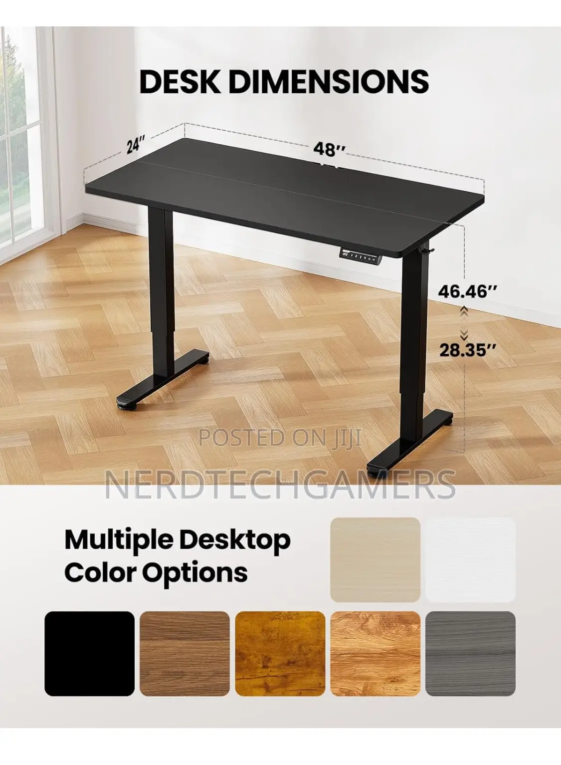 Ergear Height Adjustable Electric Standing Desk, 48 X 24 Inc