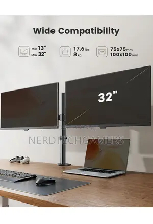 Ergear Dual Monitor Desk Mount, Heavy Duty Adjustable