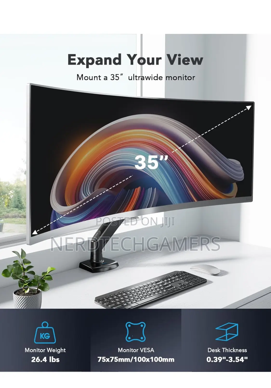 HUANUO Single Monitor Arm Holds 26.48 Lbs, Computer Monitor