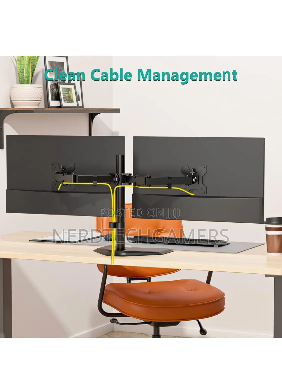 WALI Free Standing Dual LCD Monitor Fully Adjustable