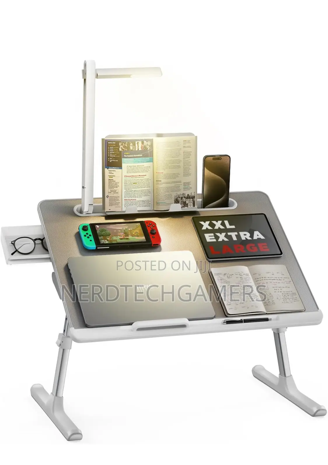 SAIJI Laptop Bed Tray Desk With LED Desk Light, Adjustable