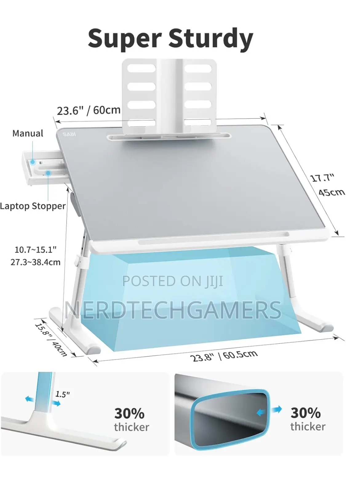 Laptop Tray, SAIJI 60*45cm Table Lap for Bed,