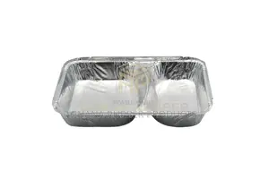 2-Section Aluminium Foil Food Containers+Lids(850ml)(500pcs)