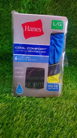 Hanes 6 Pieces Comfort Tagless Boxer for Boys 14 - 16 Years