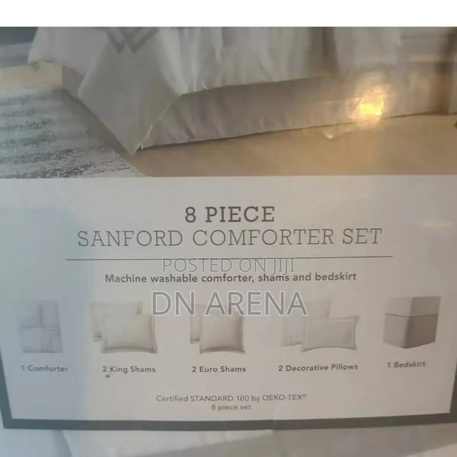 King Size 8pc Sanford Comforter Set White/Gray - Threshold.