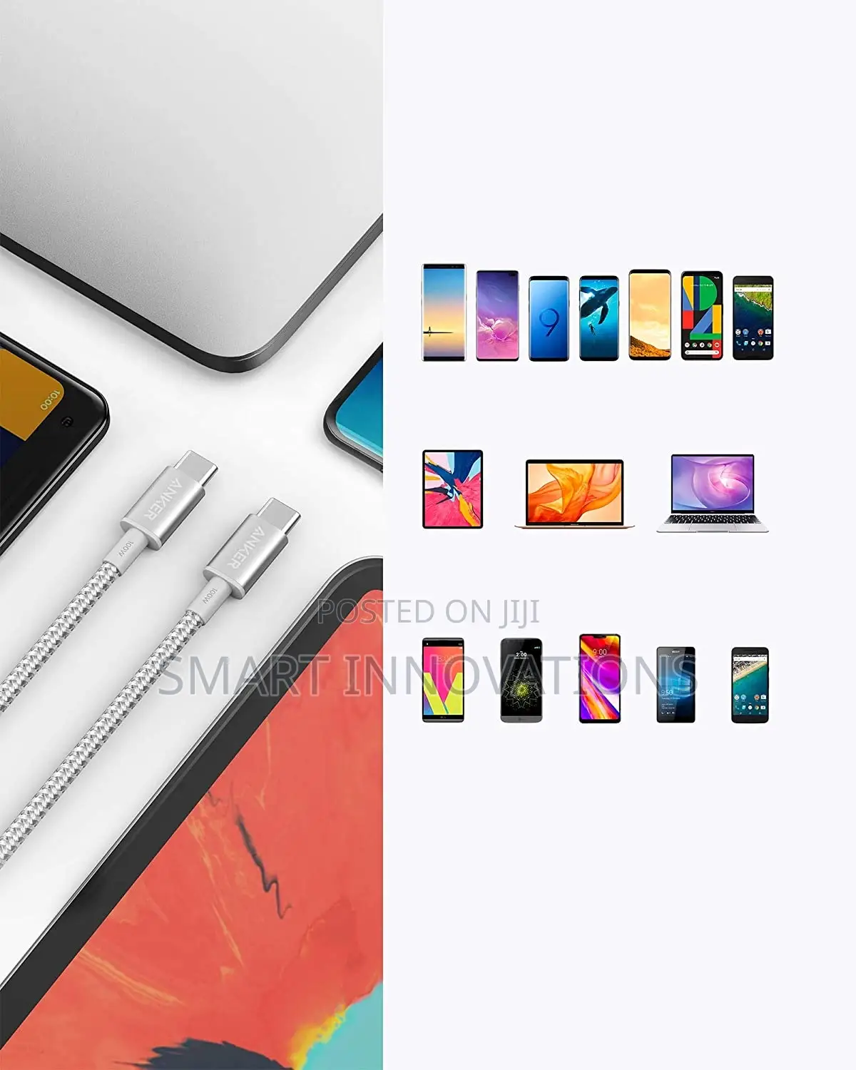Nylon USB-C to USB-C 100W Cable