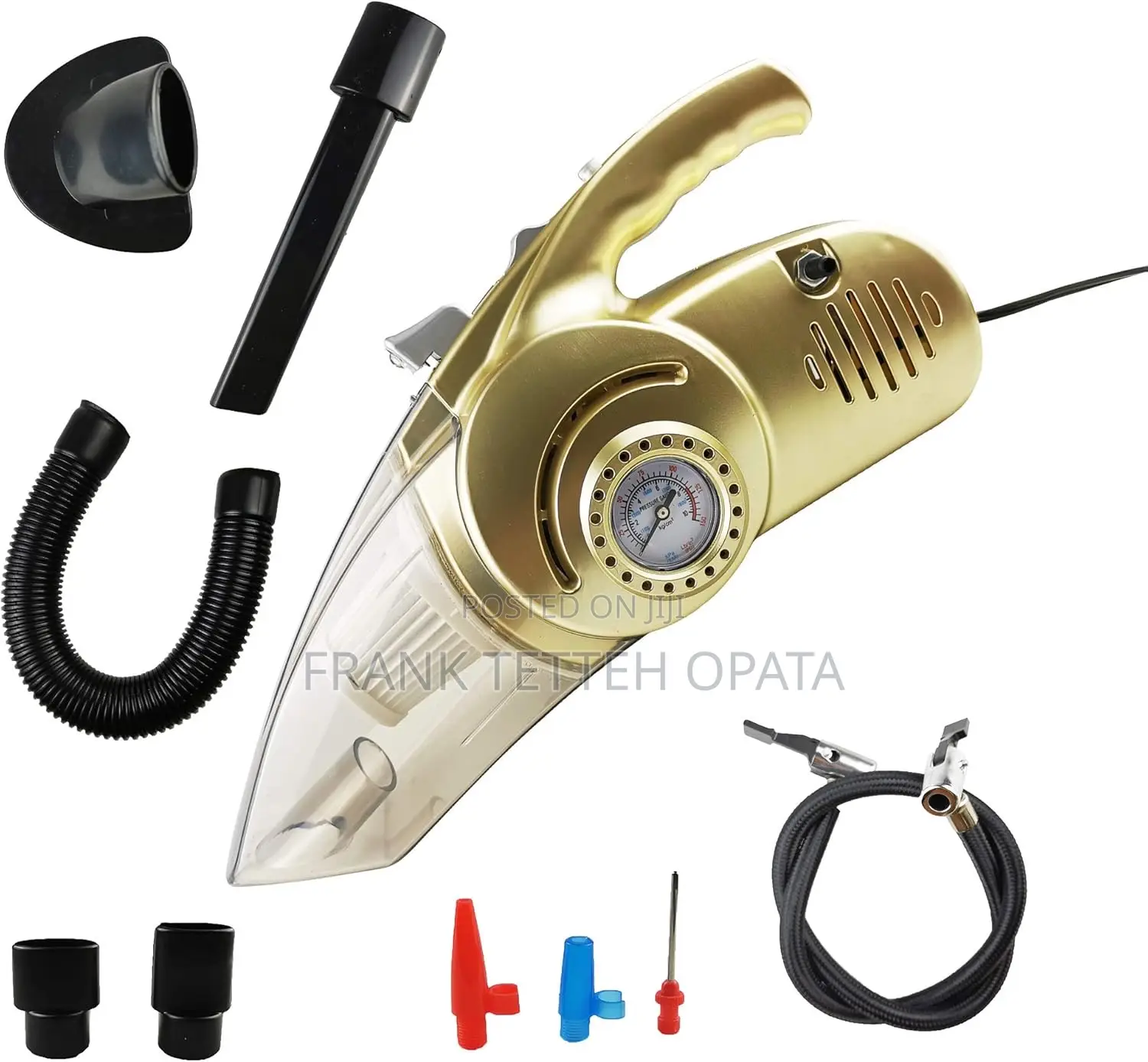 4 in 1 Gold Car Vacuum Cleaner Wireless Tire Pressure Gauge