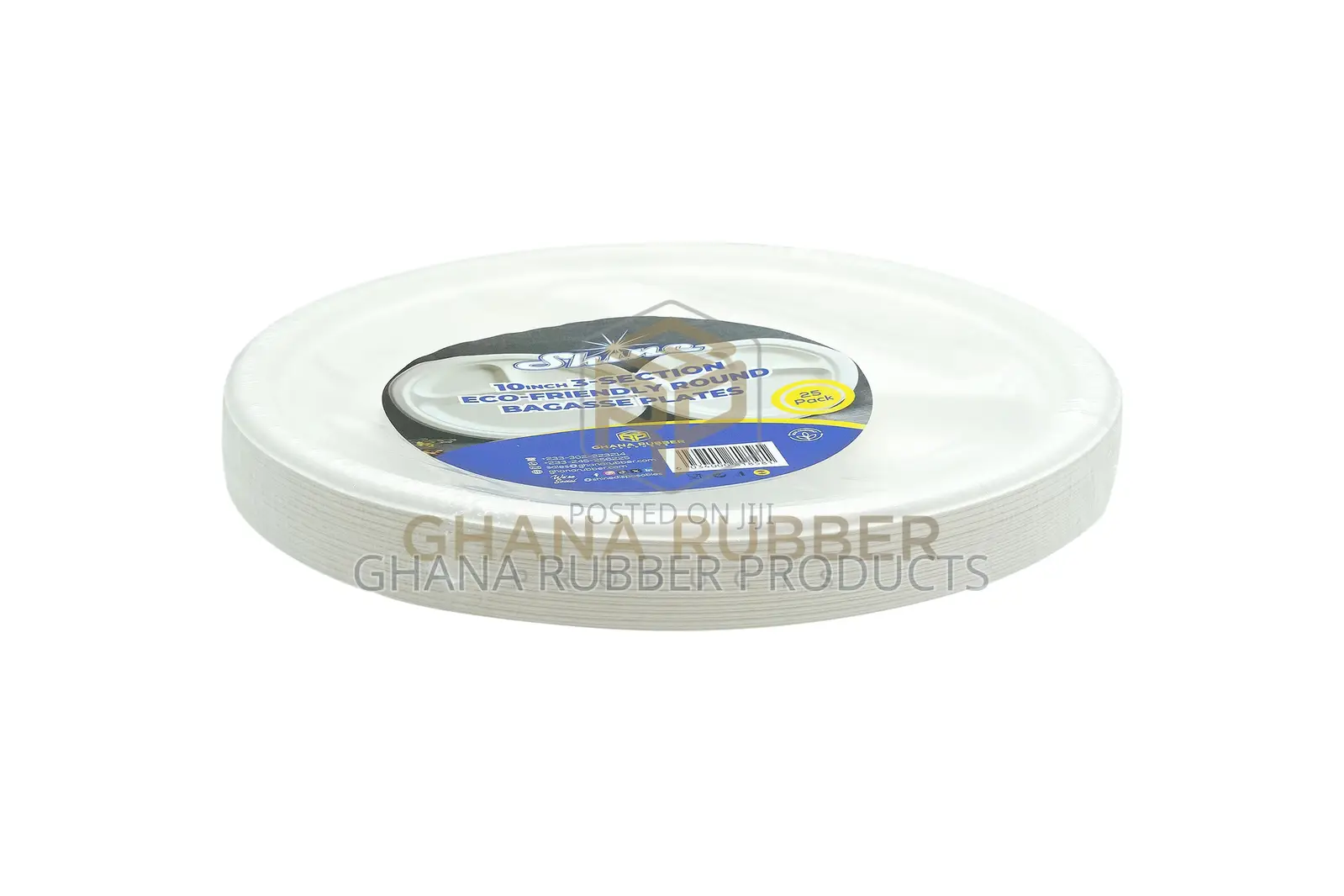 3-Section Bagasse Round Plates 10-Inches (500pcs)