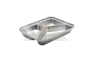 3-Section Aluminium Foil Food Containers+Lids(850ml)(500pcs)