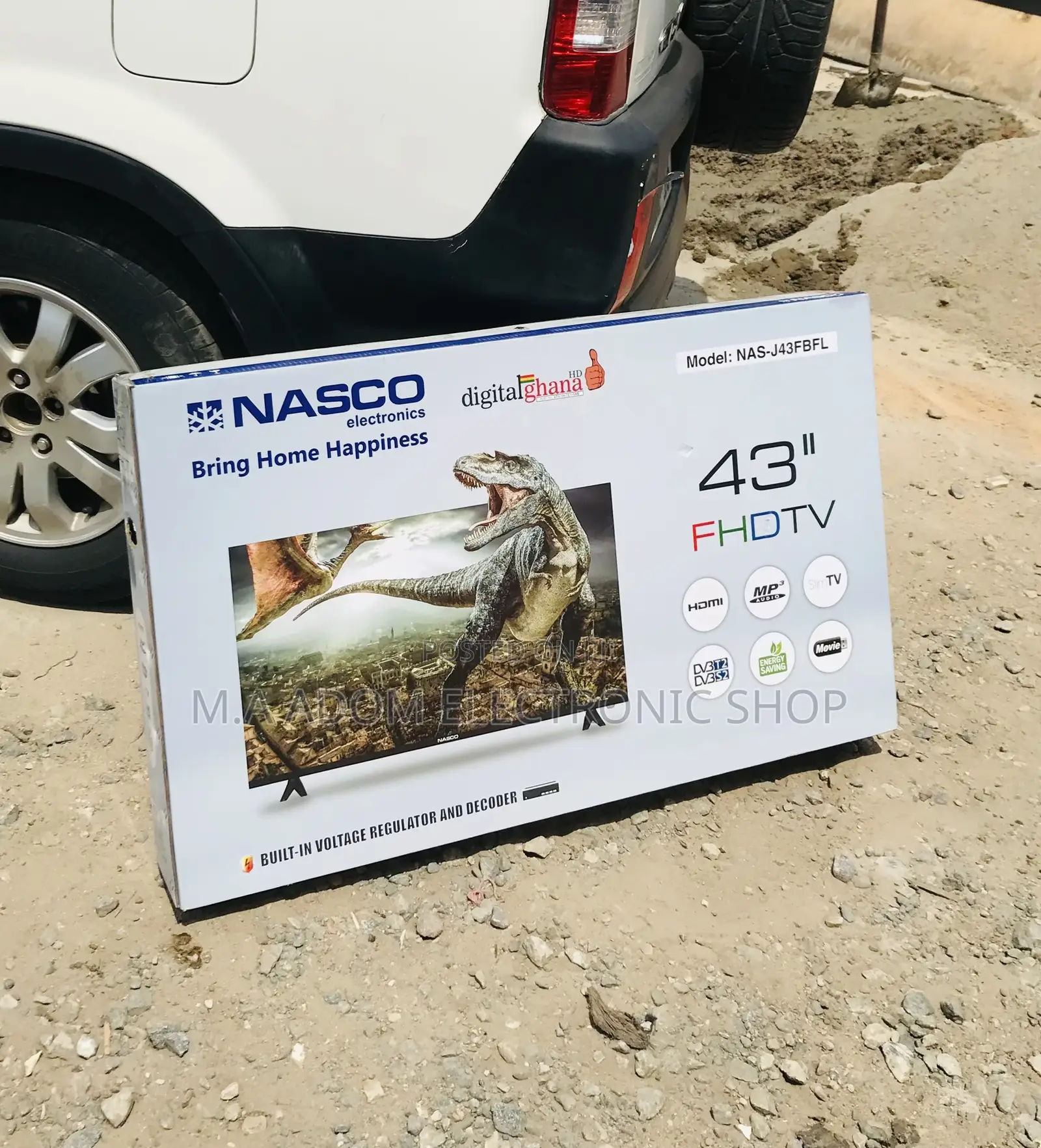 Durable and Affordable Nasco 43” FHD Digital Satellite Tv.