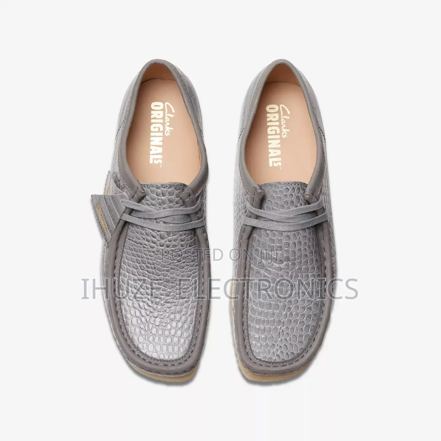 Clarks Wallabee Grey Crocodile Print (Size 42)