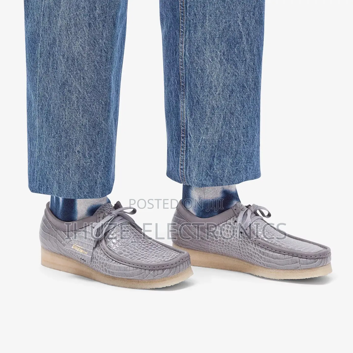 Clarks Wallabee Grey Crocodile Print (Size 42)