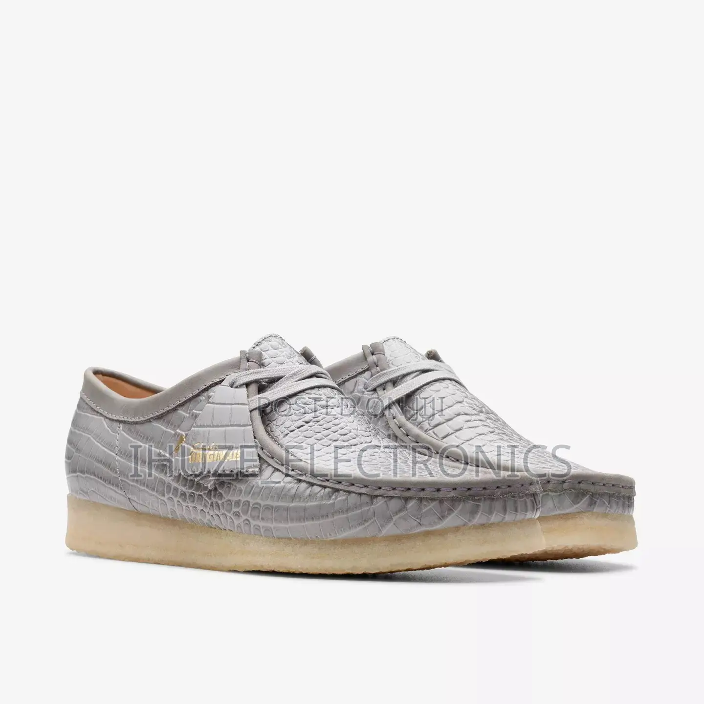 Clarks Wallabee Grey Crocodile Print (Size 42)