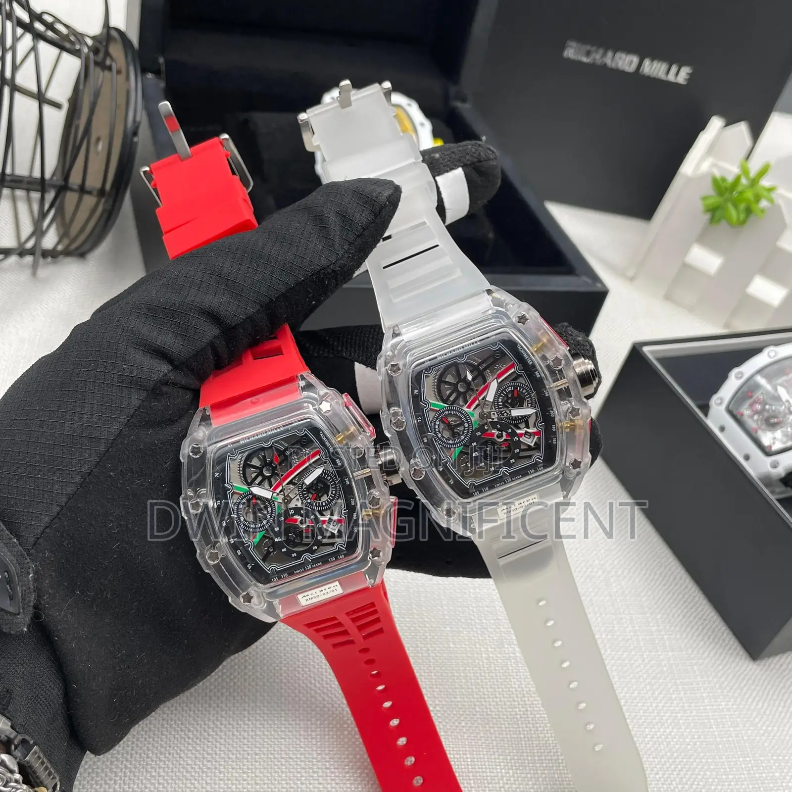 Men’S Transparent and Metallic Shell Watches