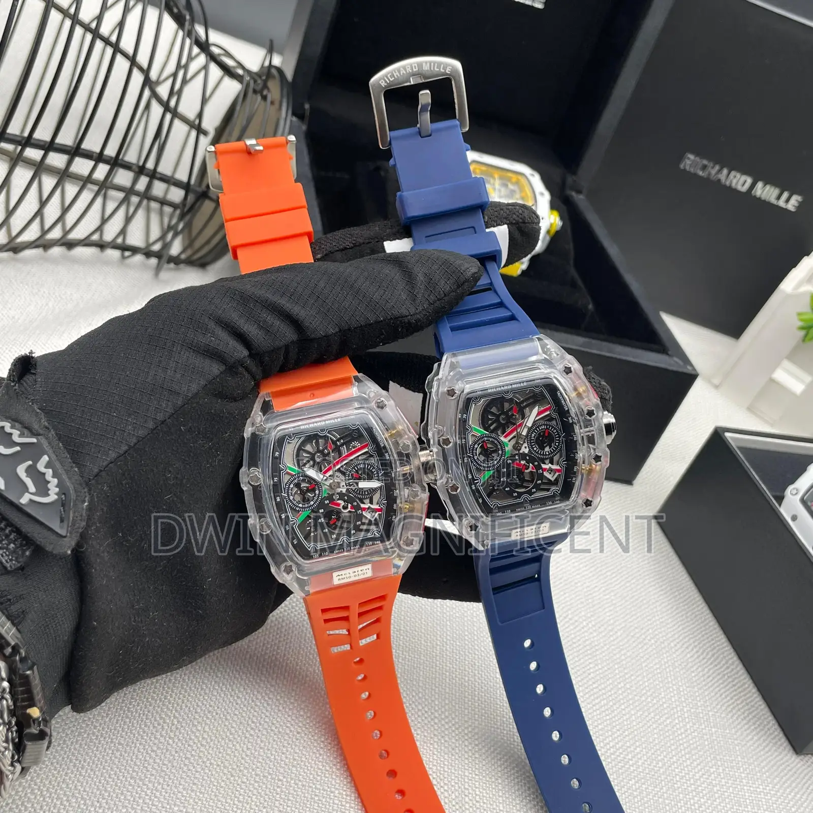 Men’S Transparent and Metallic Shell Watches
