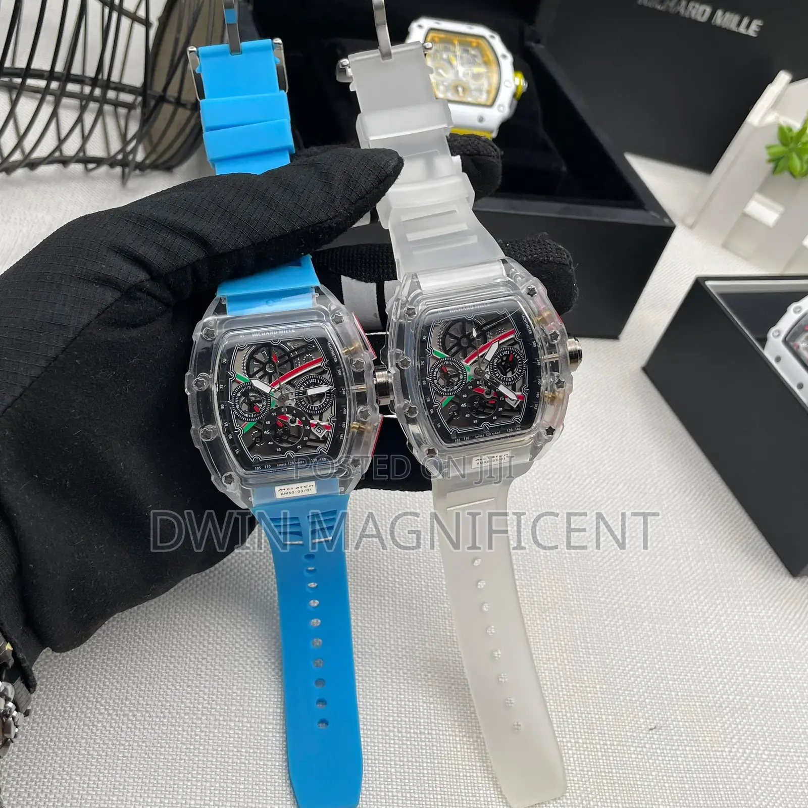 Men’S Transparent and Metallic Shell Watches