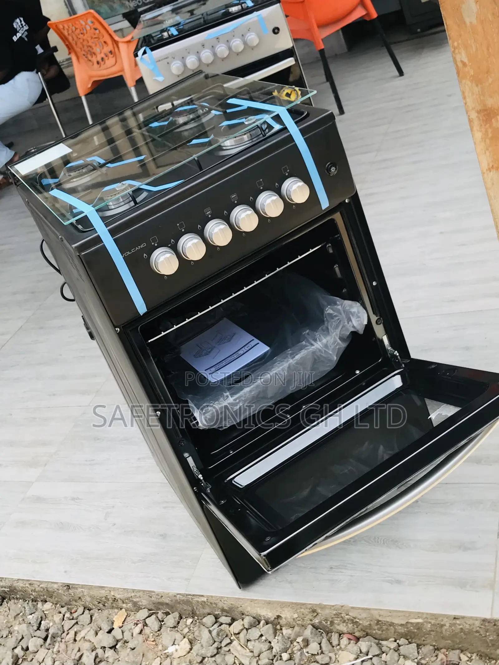 50:50 (Black) Volcano 4 Hobs Gas Burner Oven