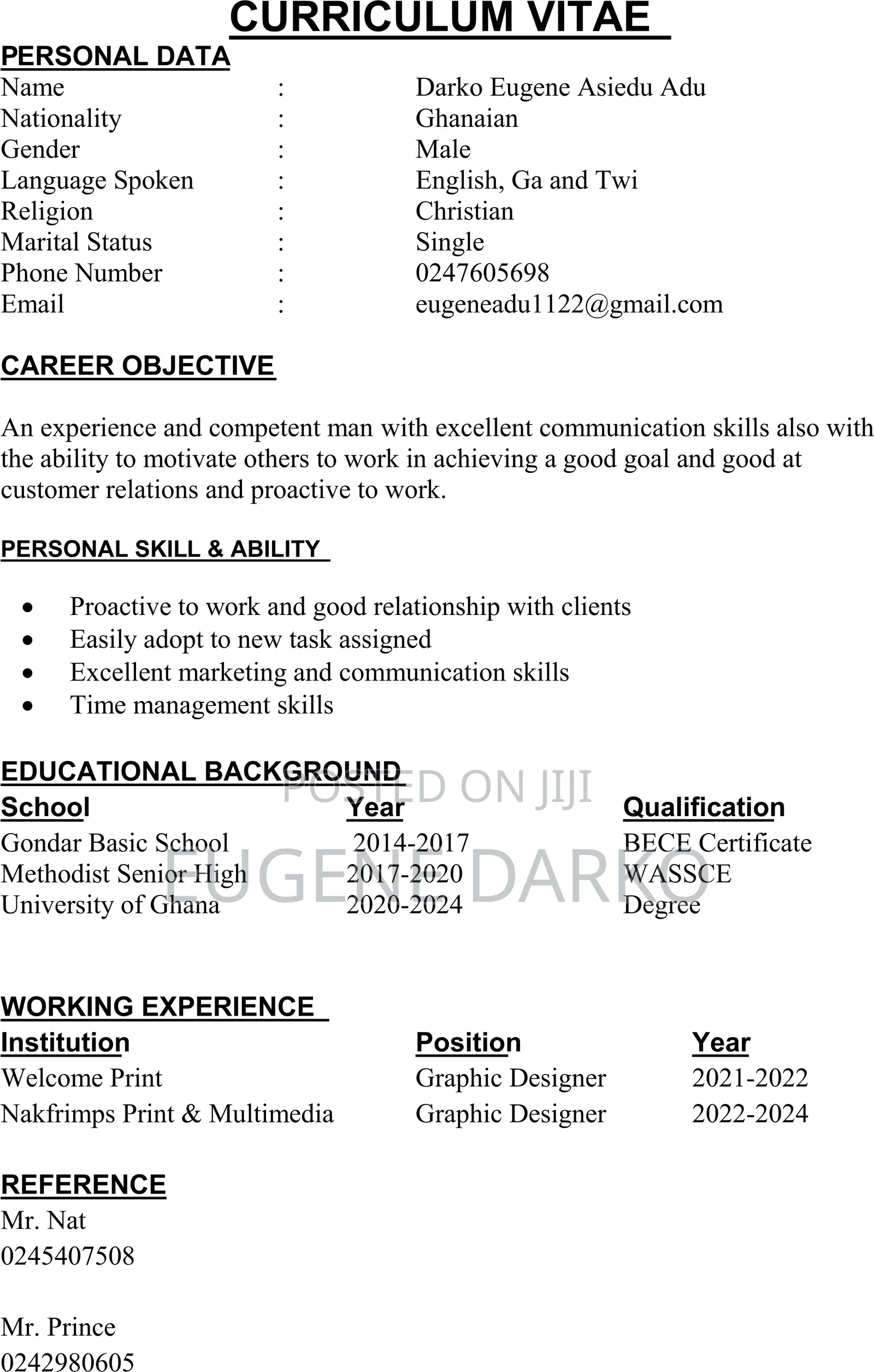 Computing IT CV