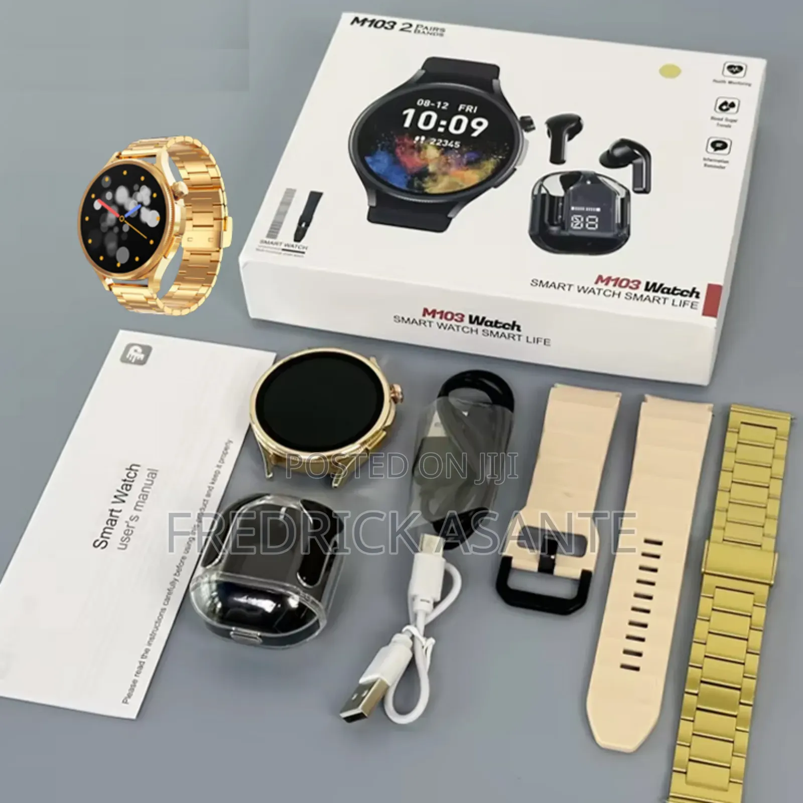 M103 Watch, Double Straps + Earbuds