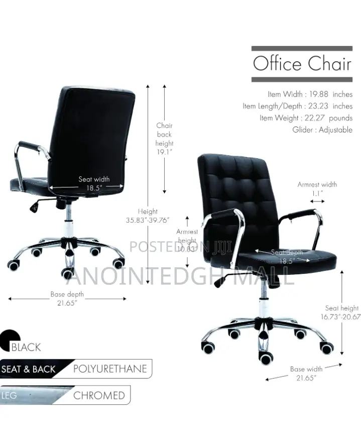 Leather Swivel Chair - Black