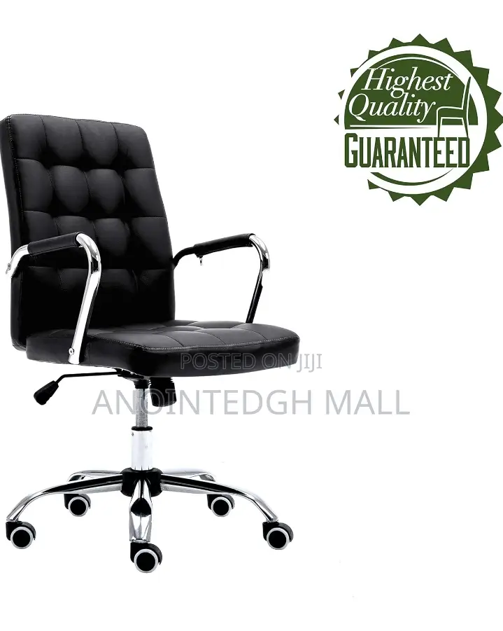 Leather Swivel Chair - Black