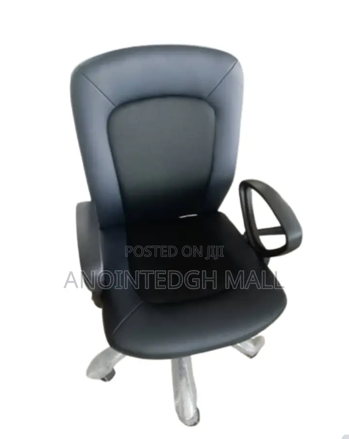 Leather Swivel Chair - Black