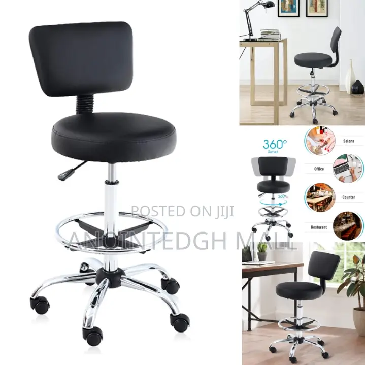 Adjustable Teller Swivel Chair Leather - Black
